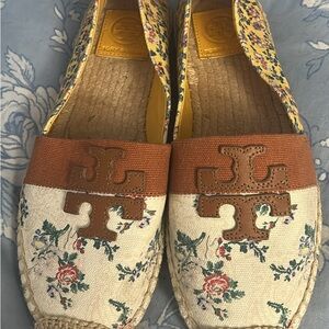 Tory Burch Floral Espadrilles - Yellow and Cream